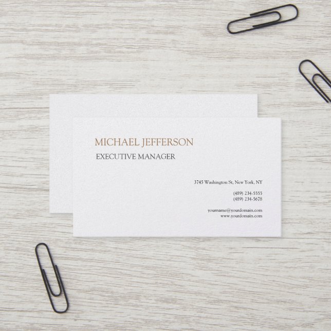 Carte De Visite Premium Pearl Moderne Élégant Simple (Devant/Arrière en situation)