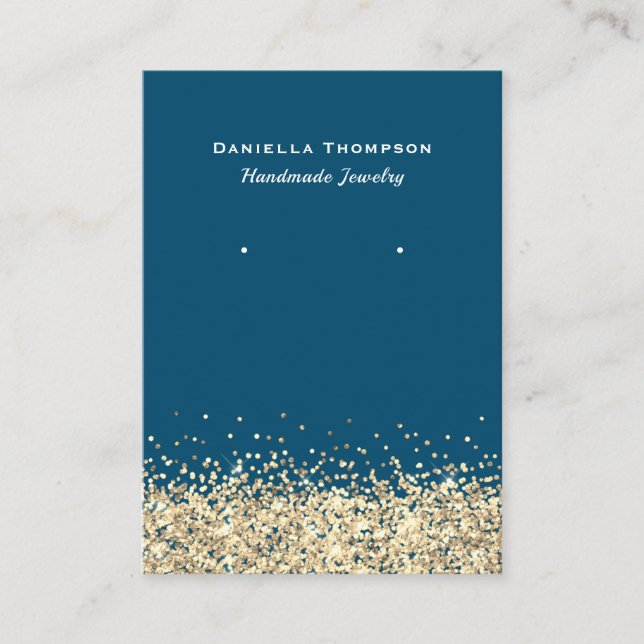 Carte De Visite Présentoir à bijoux à strass dorés faux bleu (Devant)