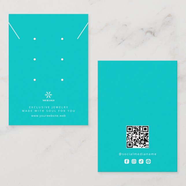 Carte De Visite Présentoir à bijoux Bleu Œuf de Robin de base Logo (Devant / Derrière)