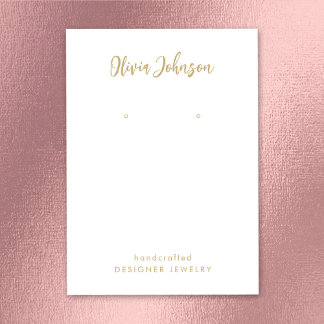 Carte De Visite Présentoir à bijoux élégant chic or blanc pour bou