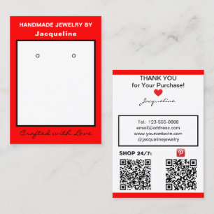 Carte De Visite Présentoir à bijoux rouge blanc avec codes QR pour