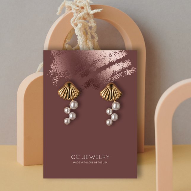 Carte De Visite Présentoir à boucles d'oreilles en bronze de style (Modern Stylish Bronze Jewelry Earring Display Business Card)