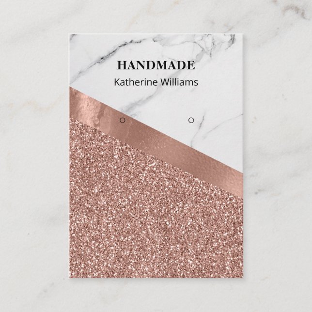Carte De Visite Présentoir à boucles d'oreilles Rose Gold Paillett (Devant)