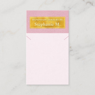 Carte De Visite Présentoir à collier en simili cuir rose et feuill