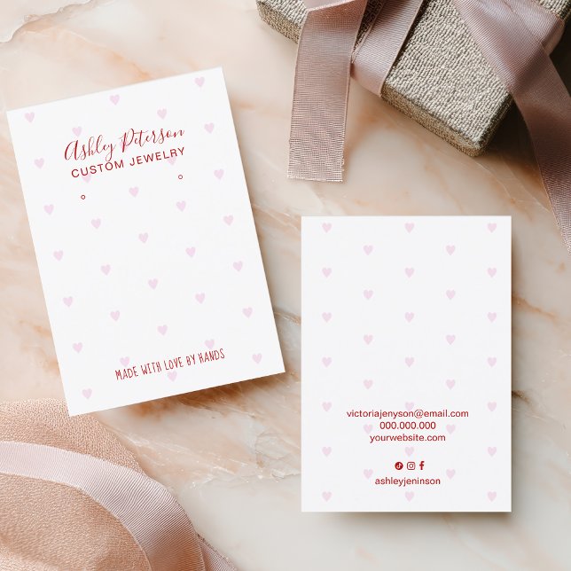 Carte De Visite Présentoir de bijoux de cœur de la Saint-Valentin (Valentine Hearts Love Jewelry Earring Display Business Card)