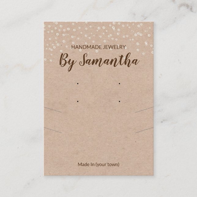 Carte De Visite Présentoir Kraft de Collier et Boucle d'Oreille Fa (Devant)