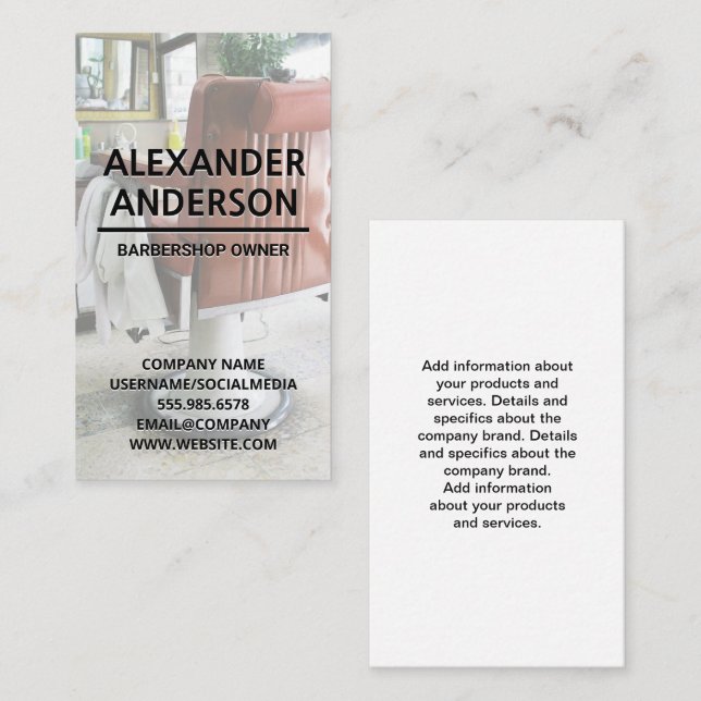 Carte De Visite Président Barbershop (Devant / Derrière)