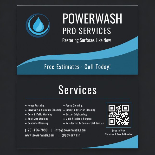 Carte De Visite Pressure Washer QR Code Professional (Créateur téléchargé)