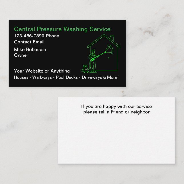 Carte De Visite Pressure Washing Services Business Cards (Devant / Derrière)