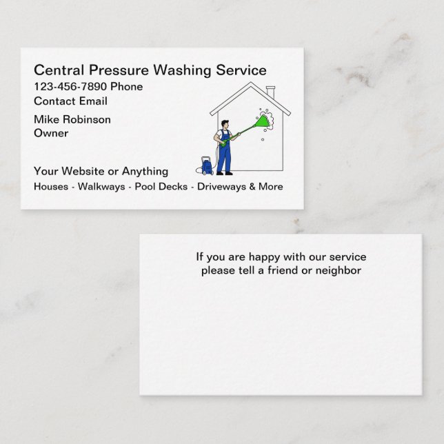 Carte De Visite Pressure Washing Services Business Cards (Devant / Derrière)