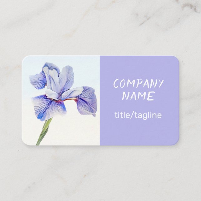 Carte De Visite pretty flower purple Iris watercolor custom   (Devant)