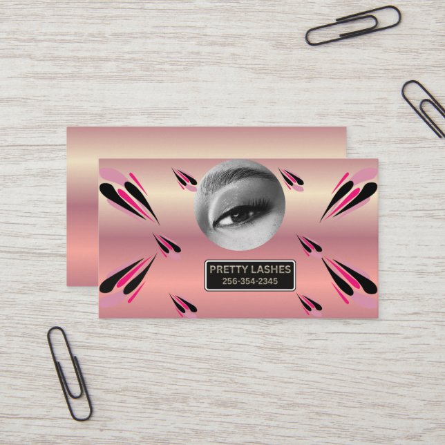 Carte De Visite Pretty Lashes Moderne Bleu Illustrations Minimalis (Devant/Arrière en situation)