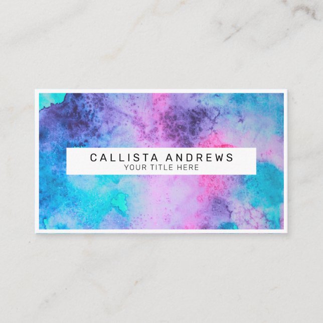 Carte De Visite Pretty Pink Blue Purple Salty Watercolor (Devant)