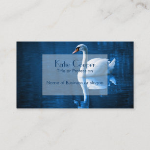 Carte De Visite Pretty white swan floating on blue lake
