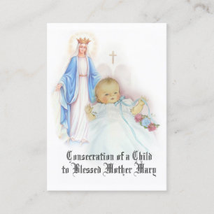 Carte De Visite Prière catholique de consécration d'enfant à Mary