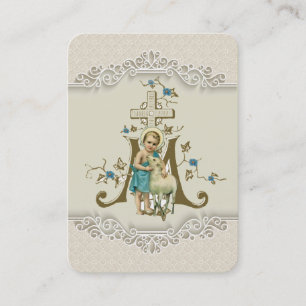 Carte De Visite Prière catholique Jésus agneau Croix religieuse