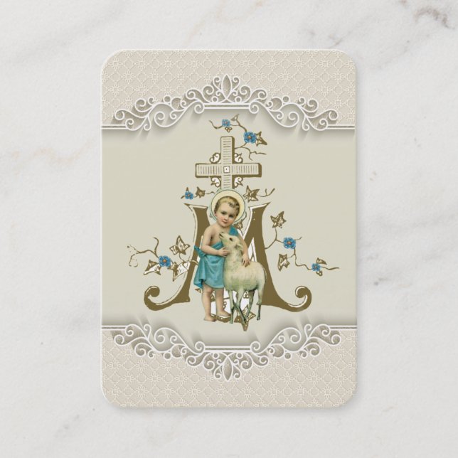 Carte De Visite Prière catholique Jésus agneau Croix religieuse (Devant)