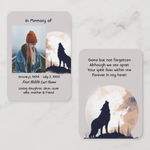 Carte De Visite Prière commémorative Loup solitaire Howling animal