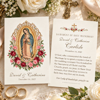 Carte De Visite Prière de mariage catholique Notre-Dame de Guadalu