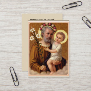 Carte De Visite Prière de Memorare de lis de St Joseph Jésus