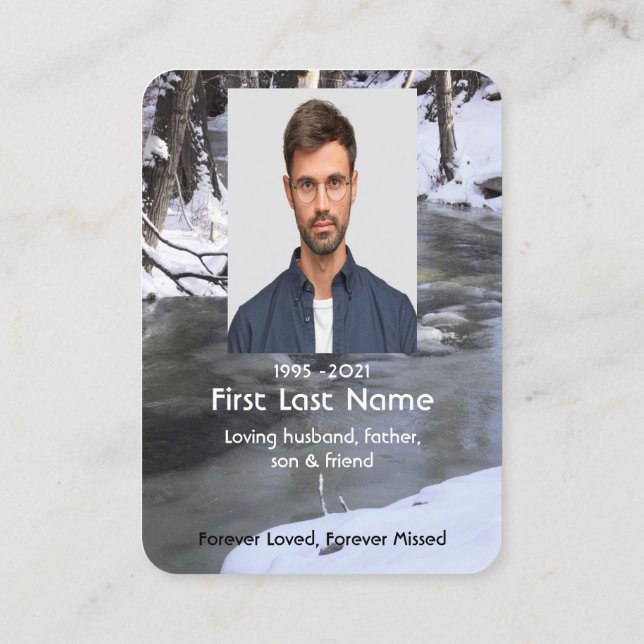 Carte De Visite Prière de photographie commémorative Winter Snow C (Dos)