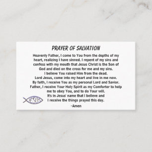 Carte De Visite PRIÈRE DE SALUT ajouter église ou ministère à dos