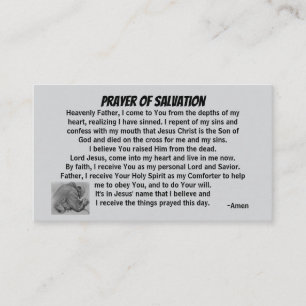 Carte De Visite PRİÈRE DE SALUT ajouter église ou ministère au dos