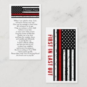 Carte De Visite Prière du pompier Mince Ligne Rouge en vrac