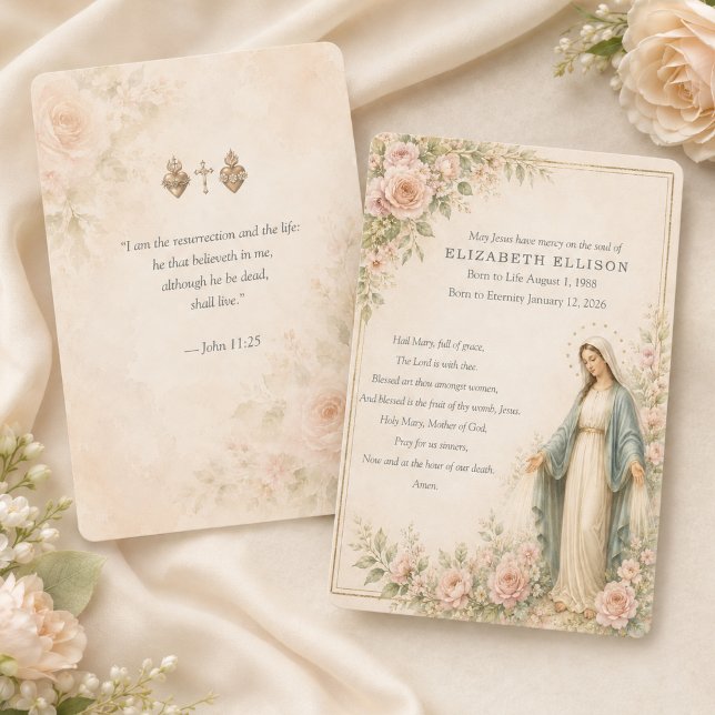 Carte De Visite Prière funéraire catholique traditionnelle mariale (Créateur téléchargé)