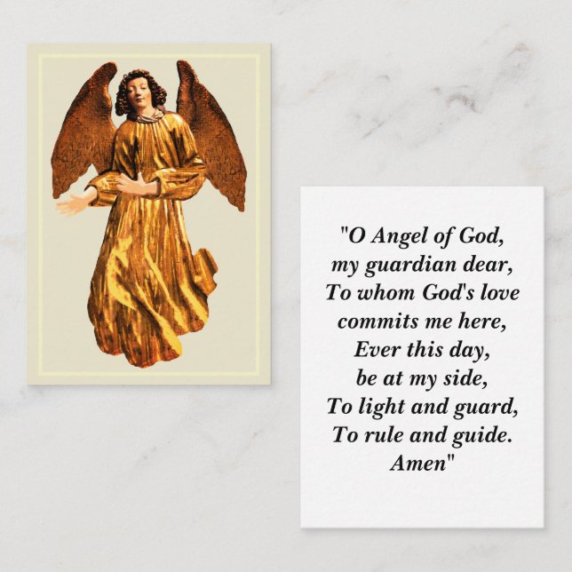 Carte De Visite Prière Guardian Angel (Devant / Derrière)