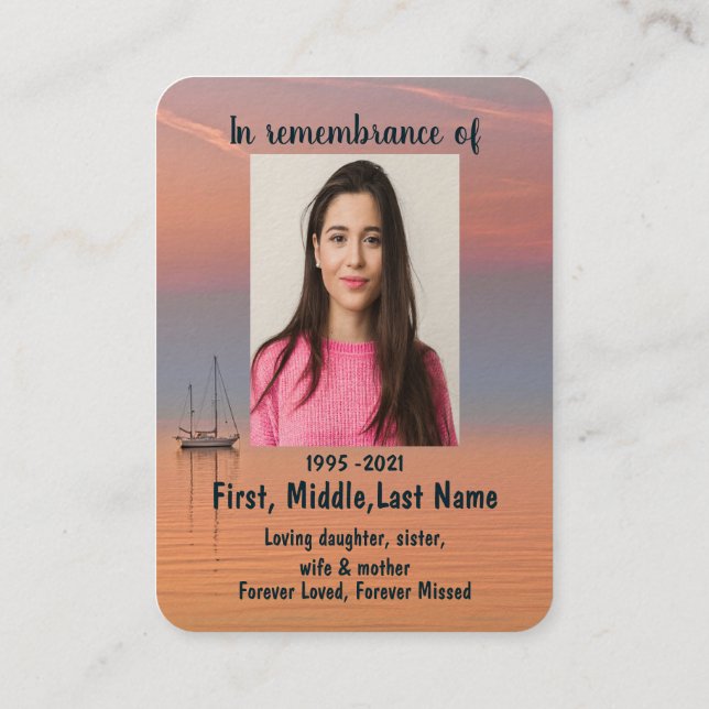 Carte De Visite Prière photo commémorative Christian Sailboat Eau  (Dos)