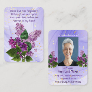 Carte De Visite Prière photo commémorative Lilac Garden Flower