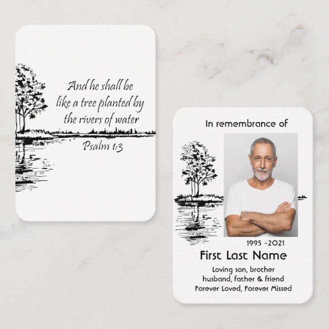 Carte De Visite Prière Photo Memorial Christian Psaum 1:3 (Devant / Derrière)