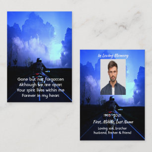 Carte De Visite Prière photo Memorial Motorcycle Biker