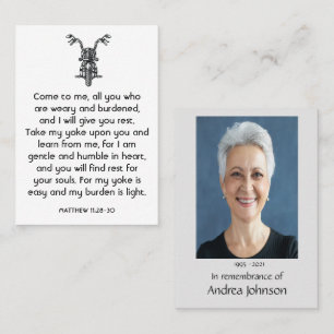 Carte De Visite Prière photo Memorial Motorcycle Biker