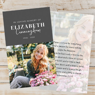 Carte De Visite Prière photo moderne minimaliste chic Memorial