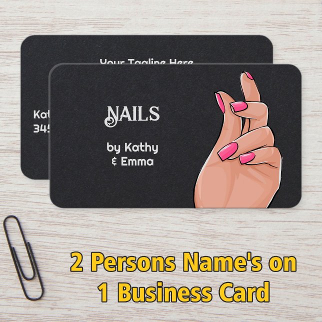 Carte De Visite Prime de manucure de deux noms (2 Names Manicure Premium Business Cards)