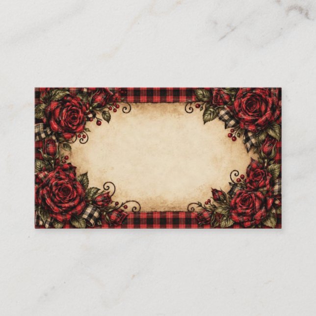Carte de visite primitive Rose rouge (Devant)