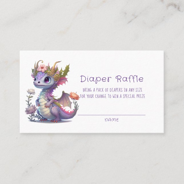 Carte De Visite Princess Dragon Floral Girl Baby shower (Devant)