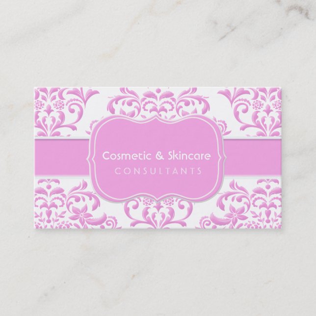 Carte De Visite Princesse Pink Floral Damask (Devant)