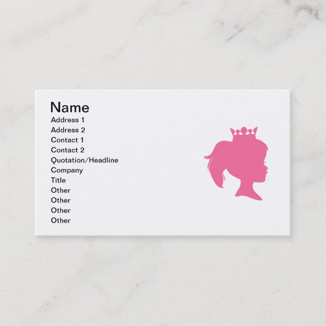 Carte De Visite Princesse rose T-shirts et cadeaux de silhouette (Devant)