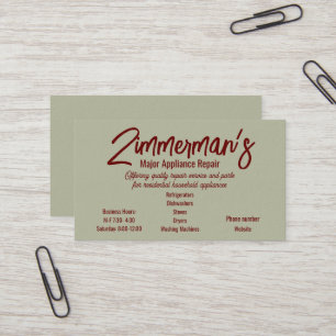 Carte de visite principal de réparation de matérie