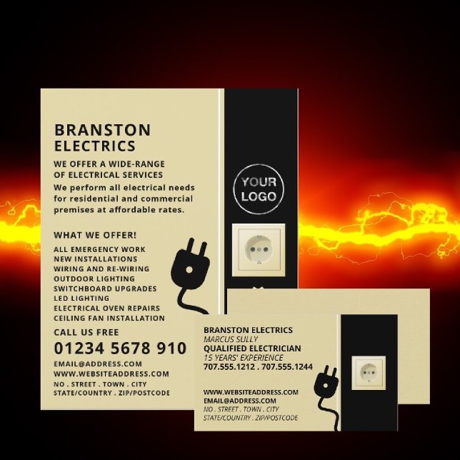 Carte De Visite Prise d'alimentation à deux broches et prise, élec (Créateur téléchargé)