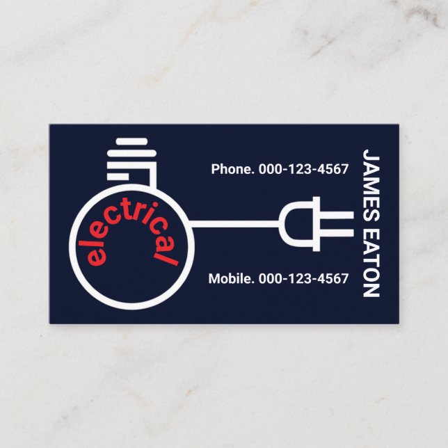 Carte De Visite Prise électrique à ampoule câblage (Devant)