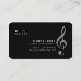 Carte De Visite Private Lessons music teacher black