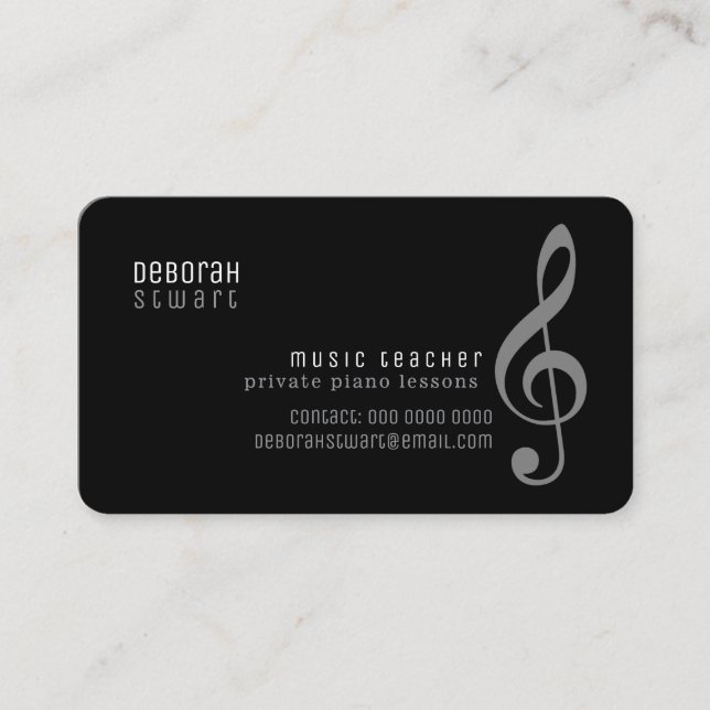 Carte De Visite Private Lessons music teacher black (Devant)