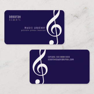Carte De Visite Private lessons music teacher dark-blue