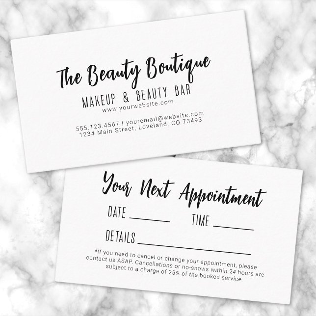 Carte De Visite Prochain rendez-vous Simple Salon (Simple Salon Next Appointment Business Card)