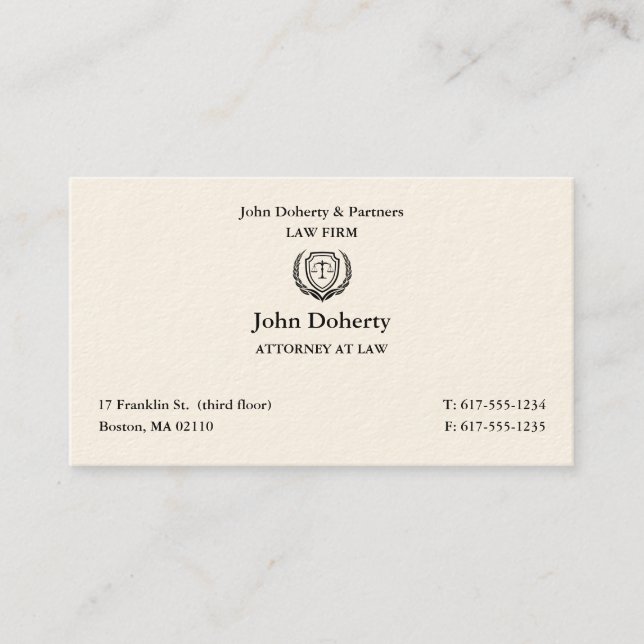 Carte De Visite Procureur | Avocat classique (Devant)