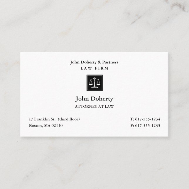 Carte De Visite Procureur | Avocat Classique Black Business Ca (Devant)